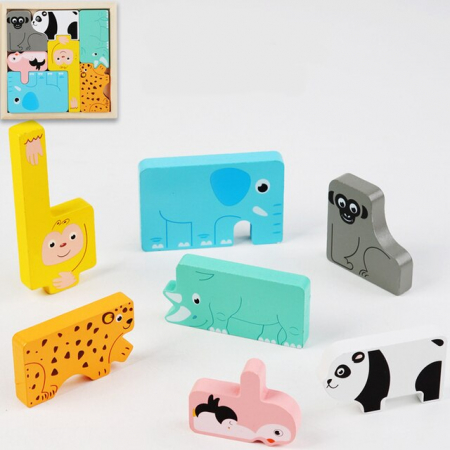 PROMOŢII - Puzzle din lemn 3D Tetris animale PADURE