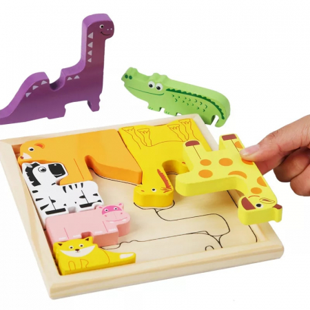 PROMOŢII - Puzzle din lemn 3D Tetris animale SAFARI