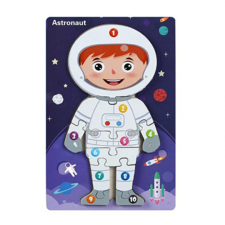 Jocuri Educative - Puzzle din lemn cu 10 piese numerotate MESERII