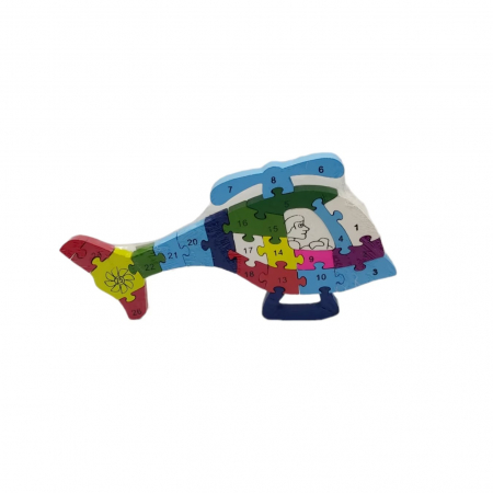 Jocuri Educative - Puzzle din lemn, cu piese mari ELICOPTER
