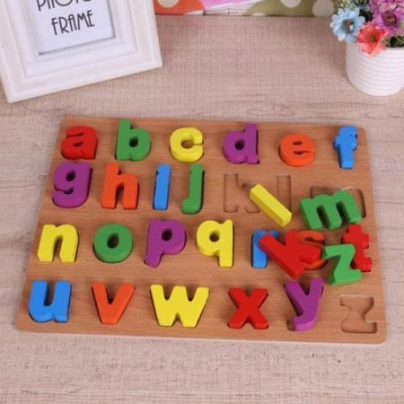 Puzzle din lemn în relief litere mici de tipar [0]