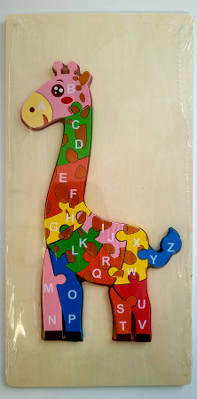 Jucării din lemn - Puzzle din lemn incastru 13 piese alfabet girafa