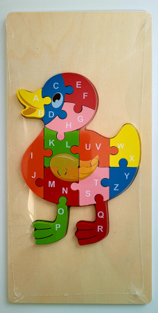 Jocuri Educative - Puzzle din lemn incastru 13 piese alfabet ratusca