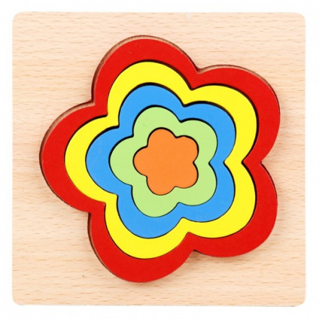 PROMOŢII - Puzzle din lemn incastru mic floare curcubeu