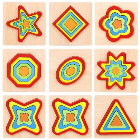 Puzzle din lemn incastru mic oval curcubeu [2]