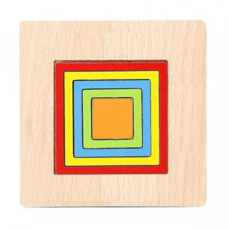 PROMOŢII - Puzzle din lemn incastru mic patrat curcubeu