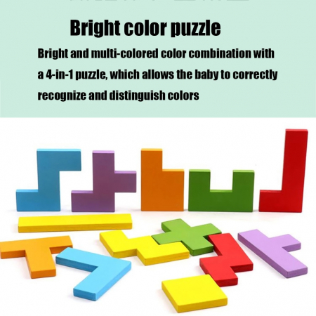 Puzzle incastru din lemn 4 in 1 - forme geometrice, tangram si tetris SMART BRAIN [2]