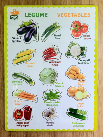 Puzzle - Puzzle incastru din lemn bilingv romana-engleza legume