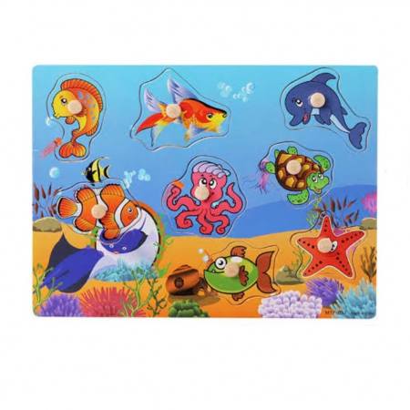 PROMOŢII - Puzzle incastru din lemn cu butoni - animale marine 2