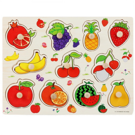 PROMOŢII - Puzzle incastru din lemn cu butoni - fructe