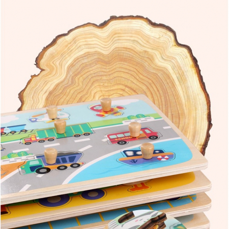 Puzzle incastru din lemn cu butoni MESERII [1]