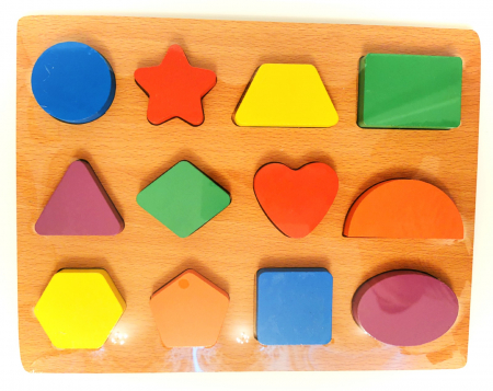 Puzzle incastru din lemn cu forme geometrice în relief [1]
