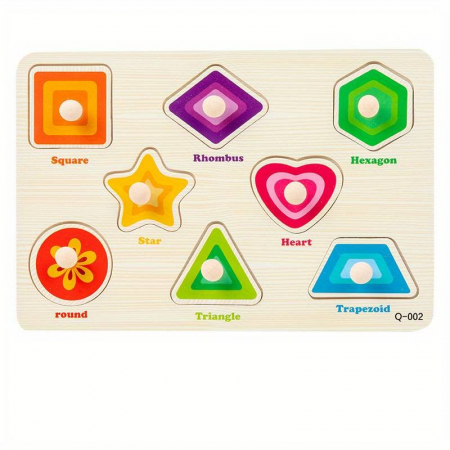 PROMOŢII - Puzzle incastru din lemn forme geometrice cu butoni 3
