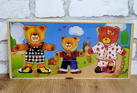 Lichidare de stocuri - Puzzle incastru din lemn ÎMBRACĂ FAMILIA DE URSULEŢI 3
