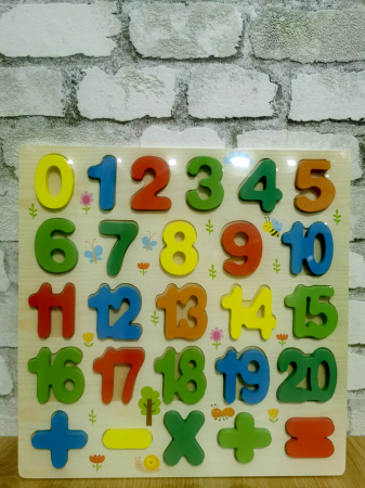 Jucării din lemn - Puzzle incastru din lemn in relief cu numere şi operaţii aritmetice 2