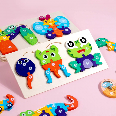 Puzzle incastru din lemn in relief evolutia speciei BROASCA [1]