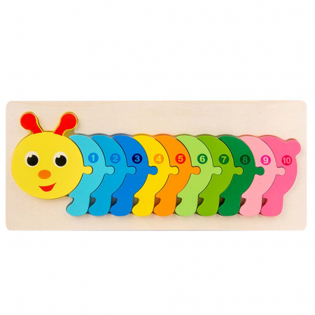Jocuri Educative - Puzzle incastru în relief din lemn OMIDĂ cu numere
