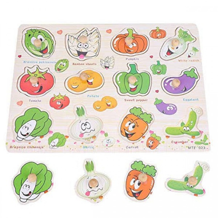 PROMOŢII - Puzzle incastru legume din lemn cu butoni 3