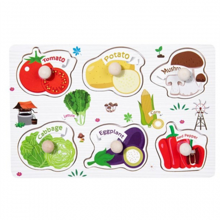 PROMOŢII - Puzzle incastru legume din lemn cu butoni 4