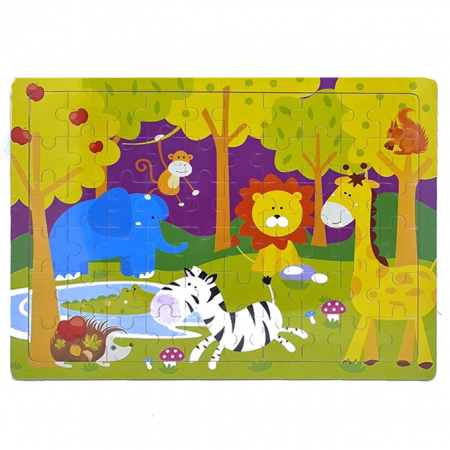 Jocuri Educative - Puzzle lemn 60 de piese ANIMALE IN JUNGLA