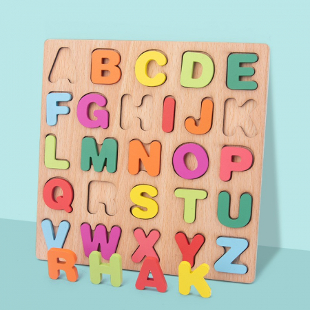 Puzzle - PUZZLE LITERE ALFABET din lemn în relief