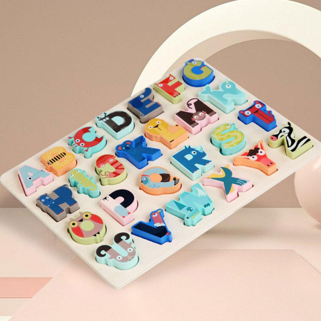 PROMOŢII - PUZZLE LITERE ALFABET din lemn în relief animale