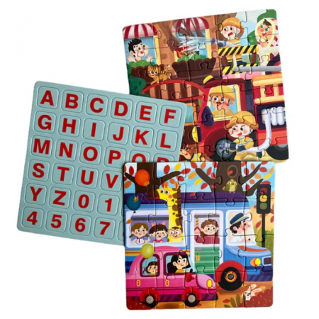 Puzzle magnetic 3 in 1 vehicule, alfabet si numere [3]