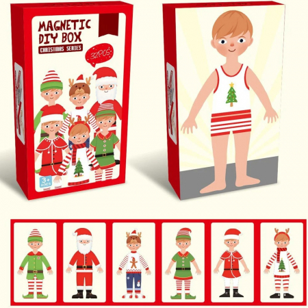 Jucării creative - Puzzle magnetic îmbracă baiatul - Magnetic DIY BOX- Craciun