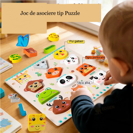 Puzzle mare din lemn numere si operatii aritmetice design animalute [3]