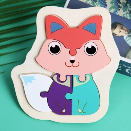 Puzzle mic din lemn 3D animale [5]