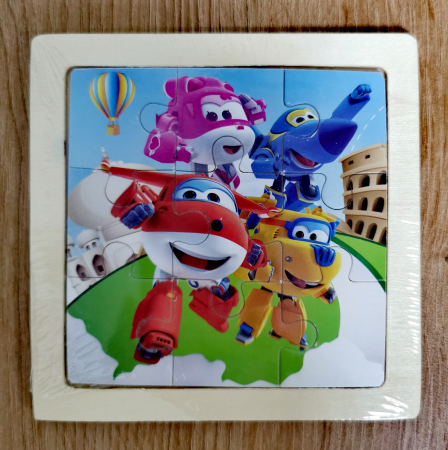Jocuri Educative - Puzzle mic din lemn cu 9 piese Avioane 2