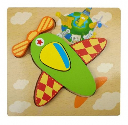 Jucării - Puzzle mic lemn în relief AVION