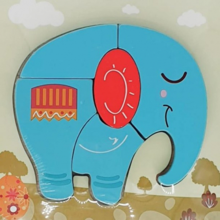 Jucării - Puzzle mic lemn în relief ELEFANT