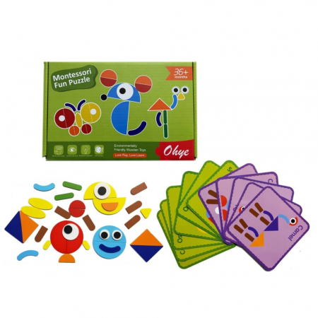 PROMOŢII - Puzzle Montessori distractiv de tip tangram ANIMALE - Montessori fun puzzle Animale 2