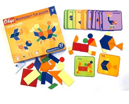 PROMOŢII - Puzzle Montessori distractiv de tip tangram forme geometrice - Montessori fun puzzle Geometric
