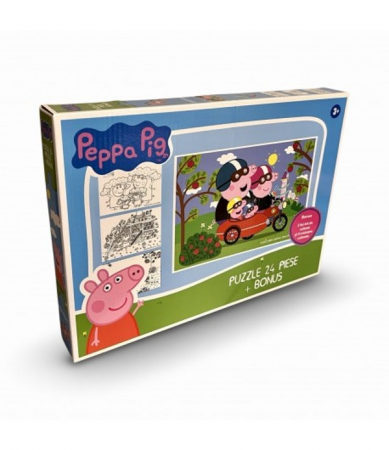 Jocuri Educative - Puzzle Peppa Pig 24 piese + bonus
