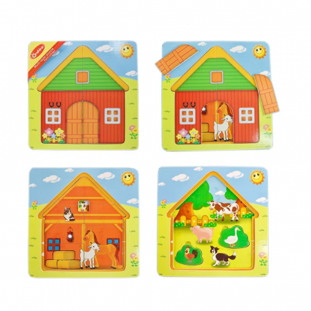 Jucării din lemn - Puzzle suprapus din lemn FERMA