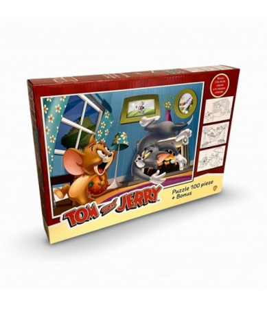 Jocuri Educative - Puzzle Tom si Jerry 100 piese + bonus