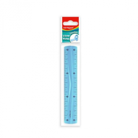 Rigle si truse geometrice - Rigla din material plastic flexibil 15 cm culoare albastra Keyroad