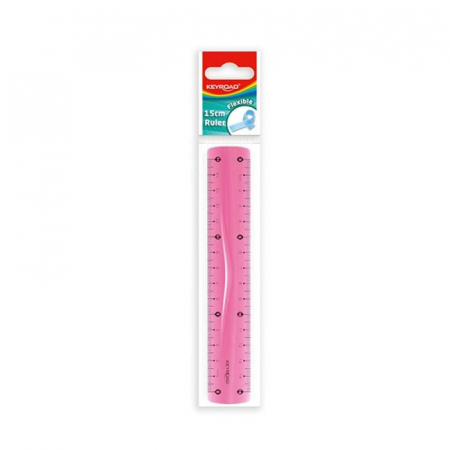 Rigle si truse geometrice - Rigla din material plastic flexibil 15 cm culoare roz Keyroad