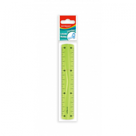 Rigle si truse geometrice - Rigla din material plastic flexibil 15 cm culoare verde Keyroad