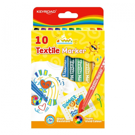Obiecte de scris și desenat - Set 10 markere pentru textile Keyroad