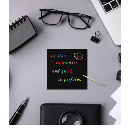 Set 100 de Planse Razuibile din Hartie neagra, 2 Creioane din Bambus + 2 Sabloane, model curcubeu [3]