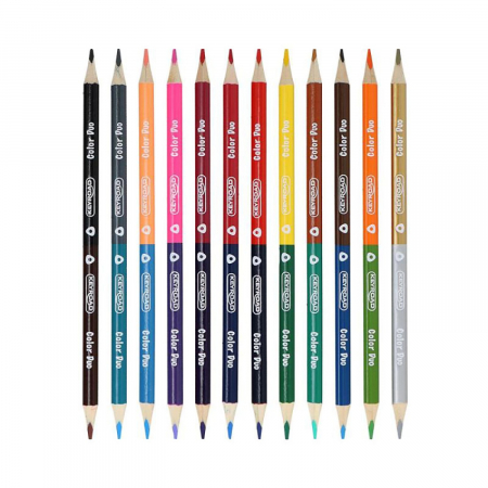 Set 12 creioane colorate cu 2 capete forma triunghiulara Keyroad [1]