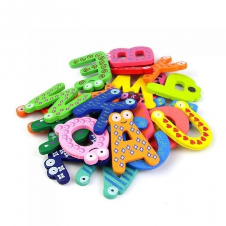 Set 26 magneti de frigider litere mari de tipar alfabet figurine amuzante din lemn [1]