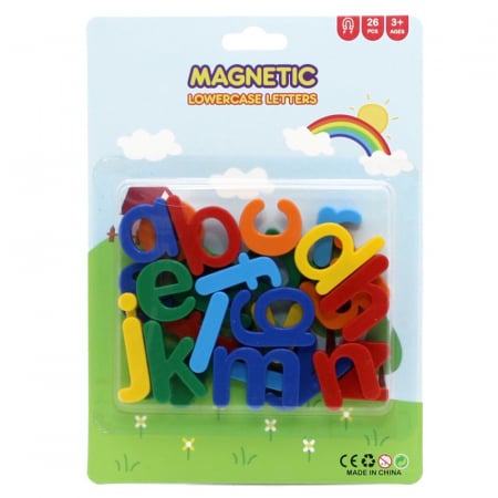 Jocuri Didactice - Set 26 magneti pentru frigider din plastic multicolor litere mici de tipar alfabet