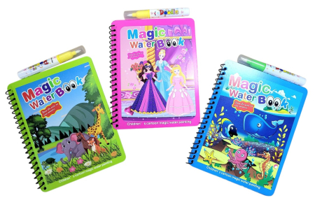 Cărţi de colorat - Set 3 carti de colorat cu apa Magic Water Book animale, animale marine si printese