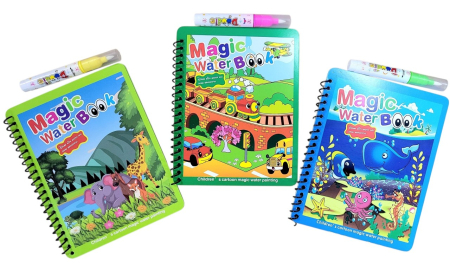 Cărţi de colorat - Set 3 carti de colorat cu apa Magic Water Book animale, animale marine si vehicule