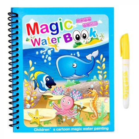 Set 3 carti de colorat cu apa Magic Water Book animale, animale marine si vehicule [1]