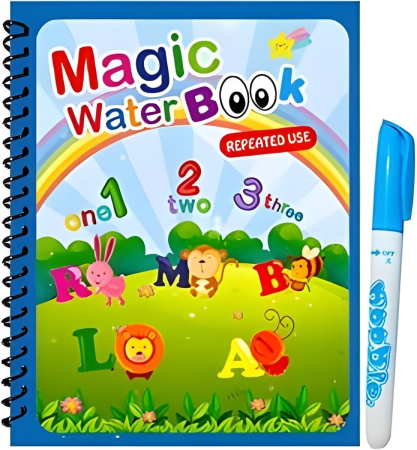 Set 3 carti de colorat cu apa Magic Water Book litere si numere, dinozauri, fructe [3]